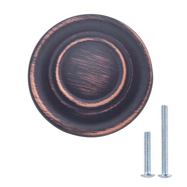 1-1/4 In. Oil Rubbed Bronze Round Cabinet Knob (10PK)